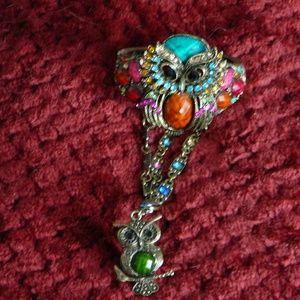 Bejwelled Owl Slave Bracelet